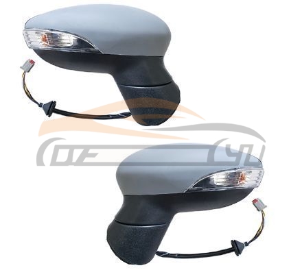 For FORD SERIES 2009 FIESTA SENAN DOOR MIRROR 5 LINES WITH LAMP W/O HEATING BLACK/GREY