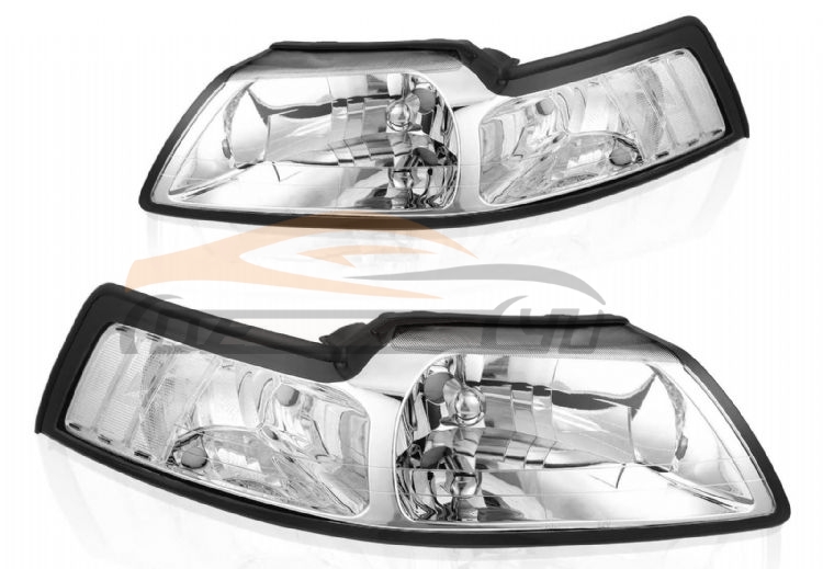 For FORD SERIES 1999-2004 MUSTANG HEAD LAMP CHROME WITH CLEAR REFLECTOR