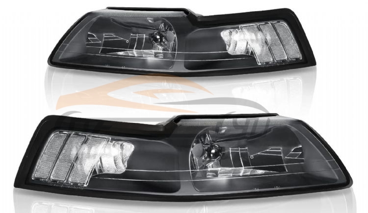 For FORD SERIES 1999-2004 MUSTANG HEAD LAMP BLACK WITH CLEAR REFLECTOR